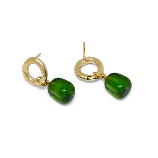 Green Murano glass circle earrings by Chama Navarro